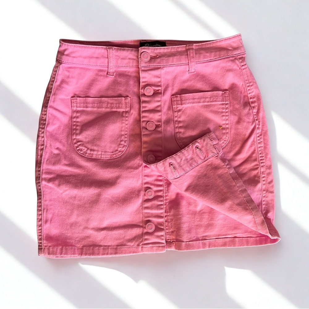 Shinestar Pink Button-Down Mini Skirt - Picture 3 of 4